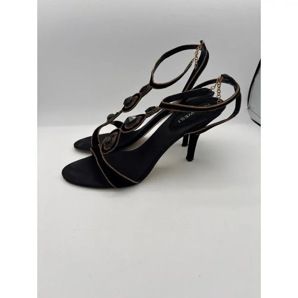 Women’s Nine West Size 7 1/2 Black Suede Bejeweled Pumps